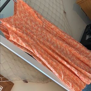 Mid Length Orange Flower Dress
